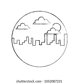 landscape urban city building morning clouds sun