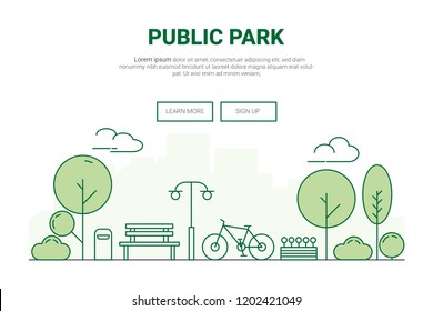 Landscape urban garden park concept. 
design for environment green on city theme landing page website. 