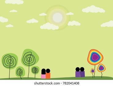 landscape vector background sign of male love female and male love male