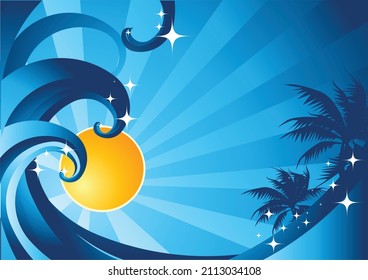 paisaje vectorial azul color libre 