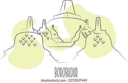 LANDSCAPE VECTOR BOROBUDUR WITH LINE ART STYLE