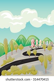landscape vector cartoon hand draw