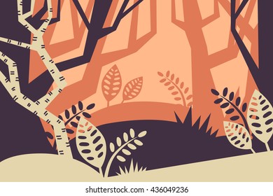 landscape. vector. decorative. tree.