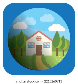 landscape vector design in with a blue square of different colors.