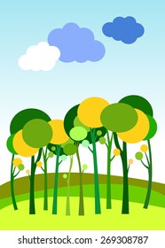 landscape vector  forest  illustration background silhouette tree