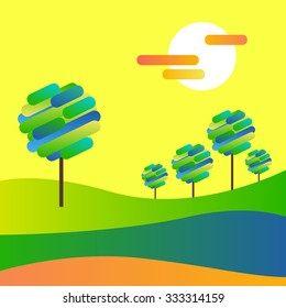 landscape vector  forest  illustration background silhouette tree