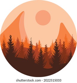 Montañas gráficas de vectores de paisaje 