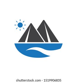 Landscape Vector Graphics Icon in Blue Gray Color