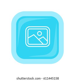 Landscape vector icon in flat style. Photographs mode button. Images gallery. Illustration for application button pictograms, infogpaphics elements, logo, web page design. Isolated on white background