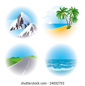 Landscape vector icon set.