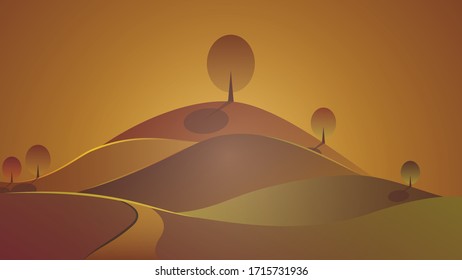 Landscape vector illustration. Beatiful nature view. Scenery/pesage/scene. Geometric landscape illustration. Geometric pesage. Vector stock illustration. 