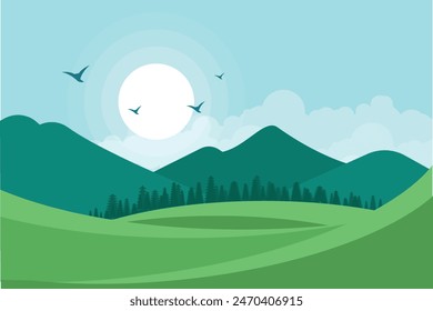 Landscape vector illustration design background
