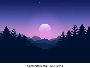 Landscape vector illustration. Flat nature background. Eps10 vector.