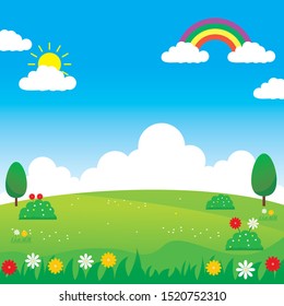 Landscape vector illustration with funny design suitable for kids background