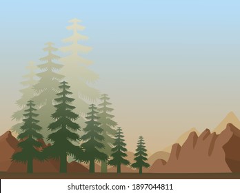 Vector de paisaje para la página de aterrizaje, Vacation and Outdoor Recreation Concept, Resumen de fondo, fondos de pantalla panorámica.