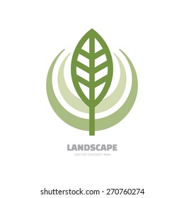 Landscape- vector logo template concept illustration. Abstract green leaf sign. Ecology nature symbol. Bio organic product icon. Design element.