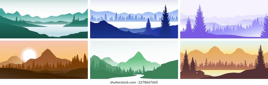 Landscape vector. Mountain scene. Mountain landscape. 