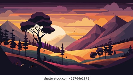 Vector de paisajes, ilustración multipropósito de montañas, ilustración escalable