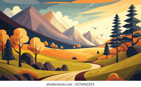 Landscape vector, mountains multipurpose illustration, scalable illustration