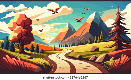 Vector de paisajes, ilustración multipropósito de montañas, ilustración escalable