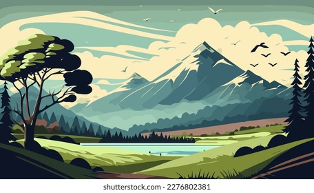 Landscape vector, mountains multipurpose illustration, scalable illustration