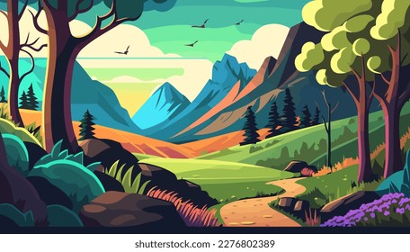 Landscape vector, mountains multipurpose illustration, scalable illustration