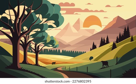 Landscape vector, mountains multipurpose illustration, scalable illustration