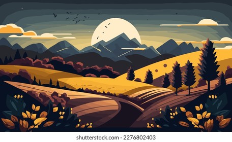 Landscape vector, mountains multipurpose illustration, scalable illustration