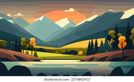 Landscape vector, mountains multipurpose illustration, scalable illustration