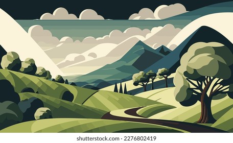 Vector de paisajes, ilustración multipropósito de montañas, ilustración escalable