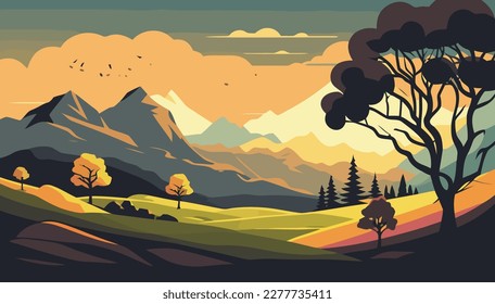 Landscape vector, mountains multipurpose illustration, scalable illustration