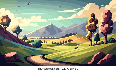 Landscape vector, mountains multipurpose illustration, scalable illustration