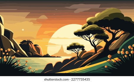 Landscape vector, mountains multipurpose illustration, scalable illustration