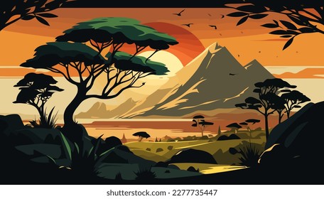 Landscape vector, mountains multipurpose illustration, scalable illustration