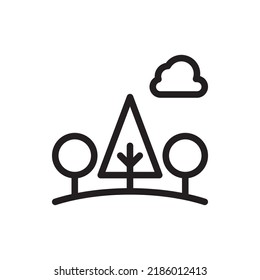 Icono de contorno del vector de paisaje. Símbolo de la naturaleza y del parque de archivos EPS 10