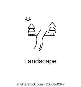 LANDSCAPE vector outline icon for web design isolated on white background