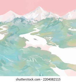 Vector paisajístico Montañas Rosa Frescas y hermosas