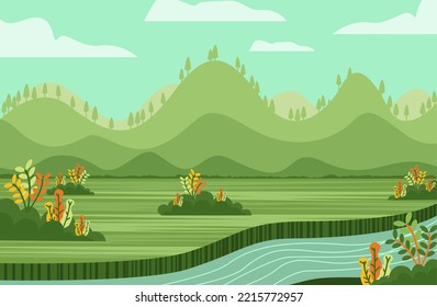 Landschaft, Vektorhintergrund, Frühling oder Herbsthintergrund