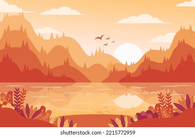 landscape vector wallpaper spring or autumn background