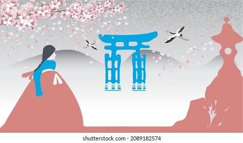 
landscape Vector,traditional new year holiday , 