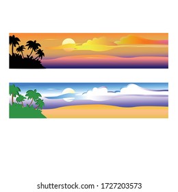 The landscape is vespers and daylight. Sunset. Bright sun in the afternoon