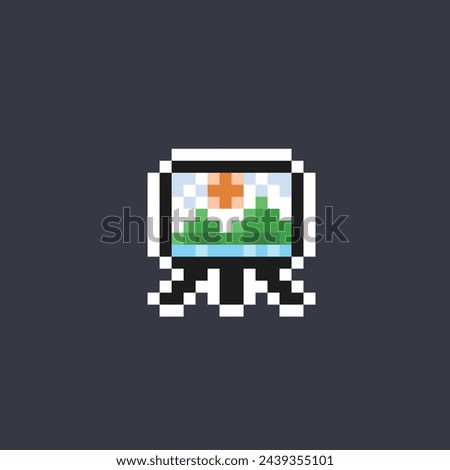 landscape view in canvas with pixel art style