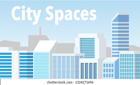 Landscape view of city center with many modern architecture with clear copy space in the sky for text
