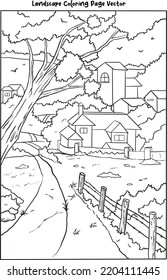	
landscape view coloring page vector 