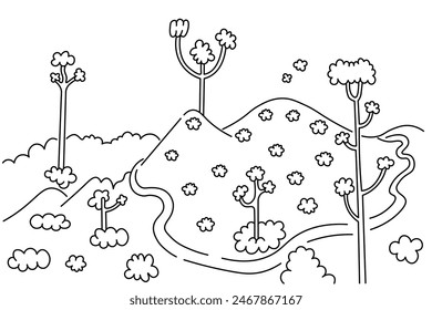 landscape view environment in linear style in vector. image for background design poster web banner wallpaper