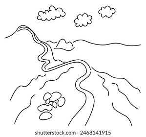 landscape view environment in linear style in vector. image for background design poster web banner wallpaper