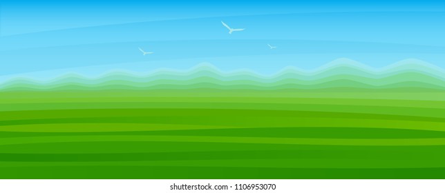 Landscape view of the mountains and field