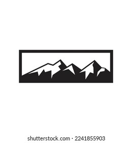 landscape view of mountains in square logo vector