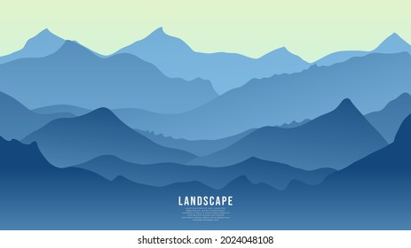 Landscape view natural , Overlapping valleys at dusk  , Illustration Vector EPS 10