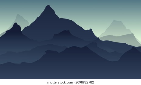 Landscape view natural , Overlapping valleys at dusk  , Illustration Vector EPS 10
